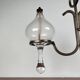 Mid-century Danish wrought iron and glass table oil lamp, 1960s.