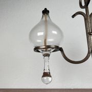 Mid-century Danish wrought iron and glass table oil lamp, 1960s.