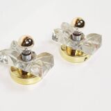 Set (2) of 1970s petite brass & glass wall lights by Sische