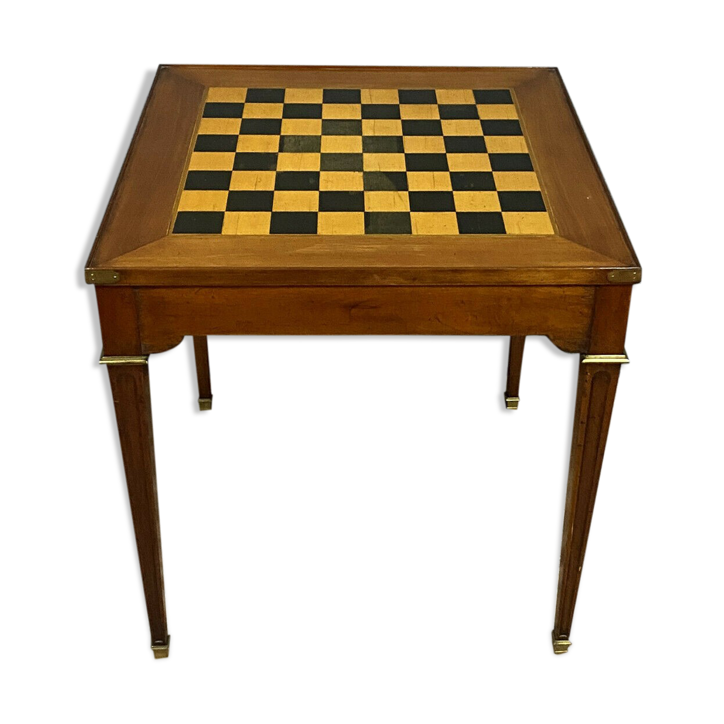 Table a jeux Louis XVI en marqueterie de bois nobles