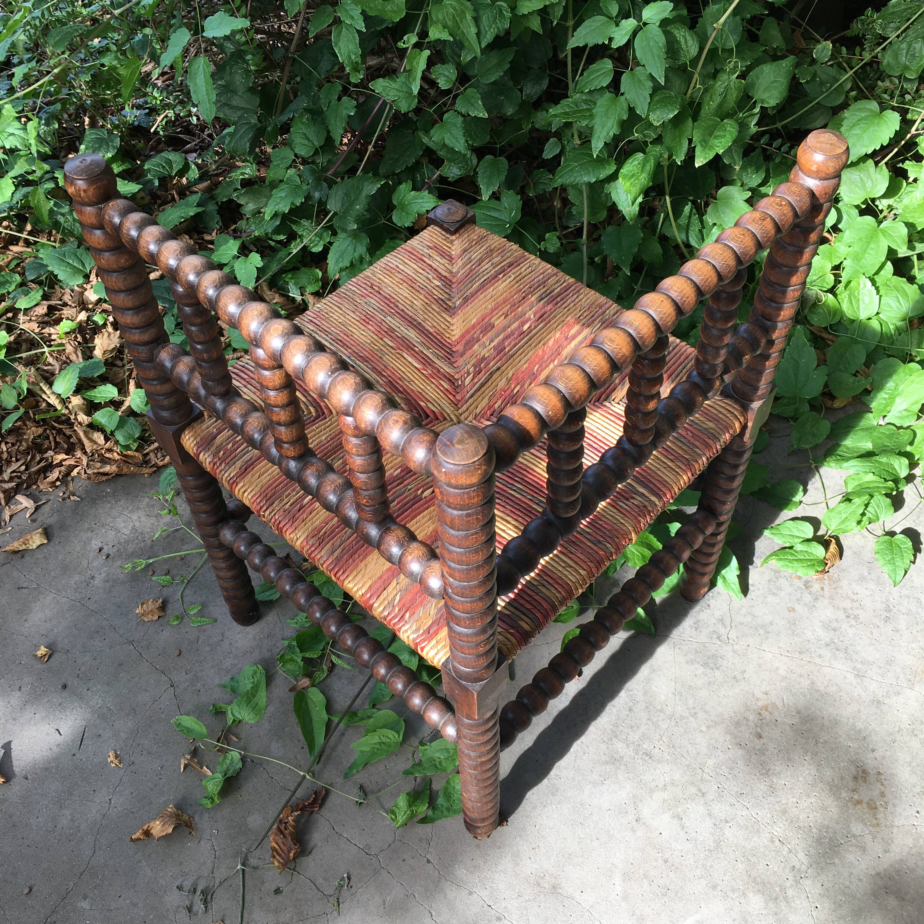 Pearl Turned Wood Corner Chair