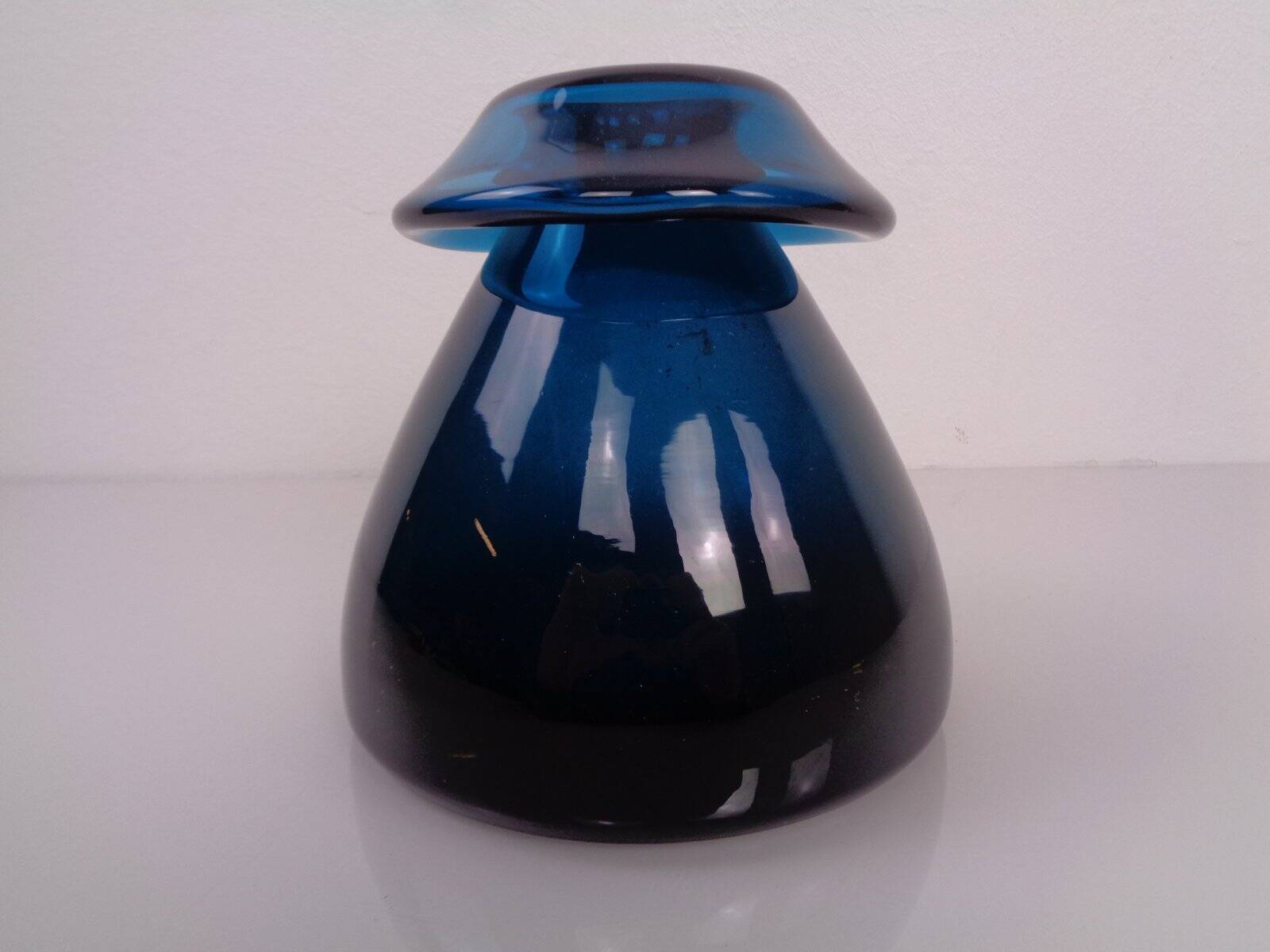 Hand-blown blue glass vase, Italy, 1960s