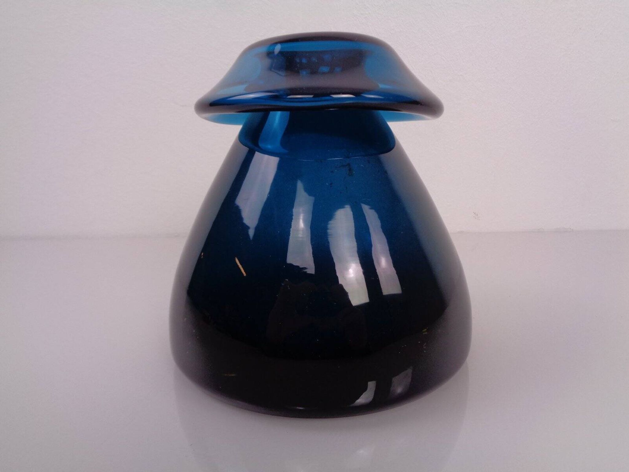 Hand-Blown Blue Glass Vase, Italy, 1960s