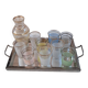 Vintage liqueur service from the 50s/60s — Decanter, 9 pastel glasses & tray