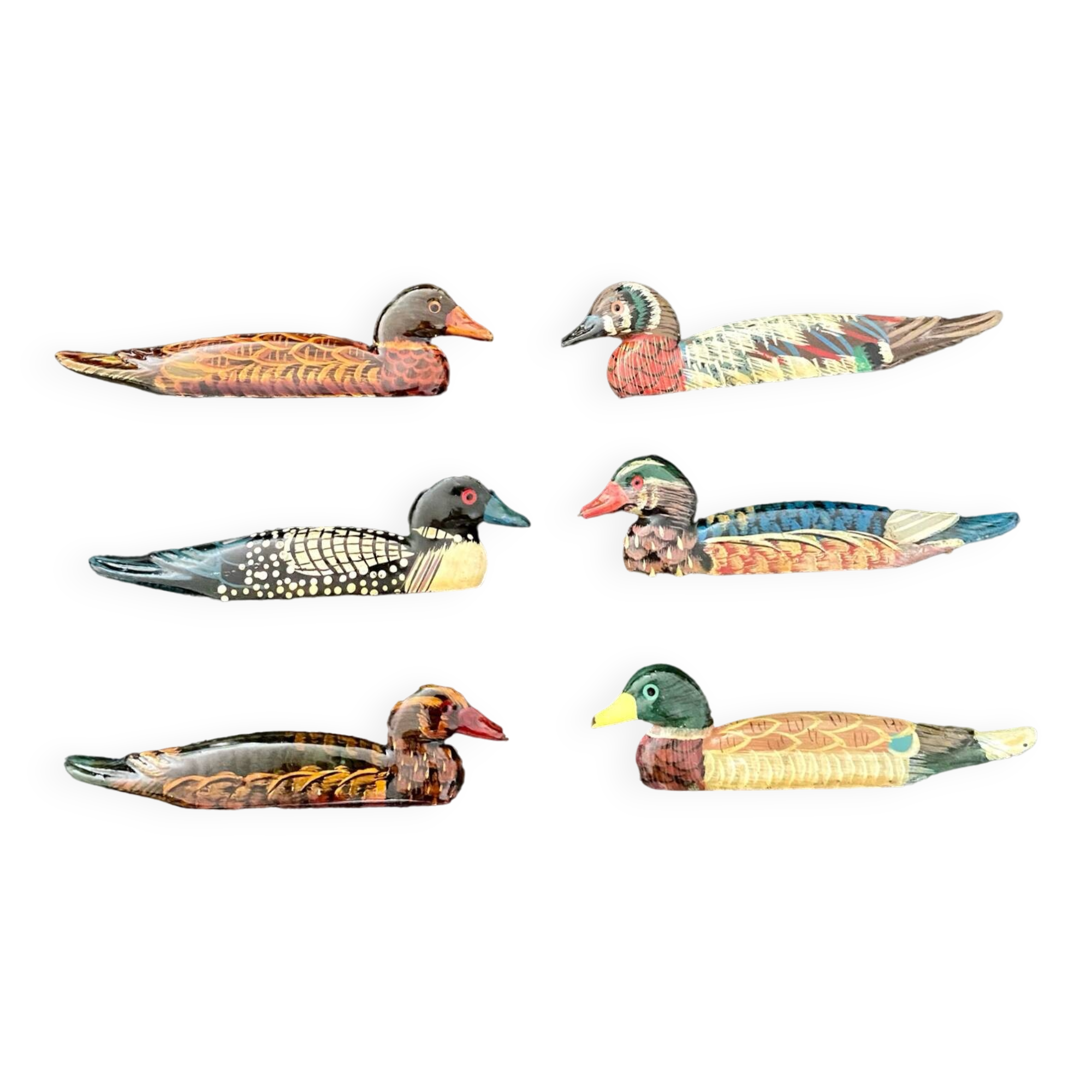 6 duck-shaped knife holders in lacquered wood