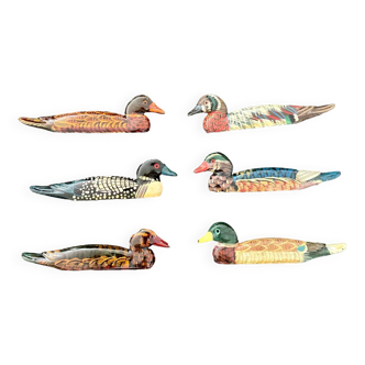6 porte-couteau forme canard en bois laqué