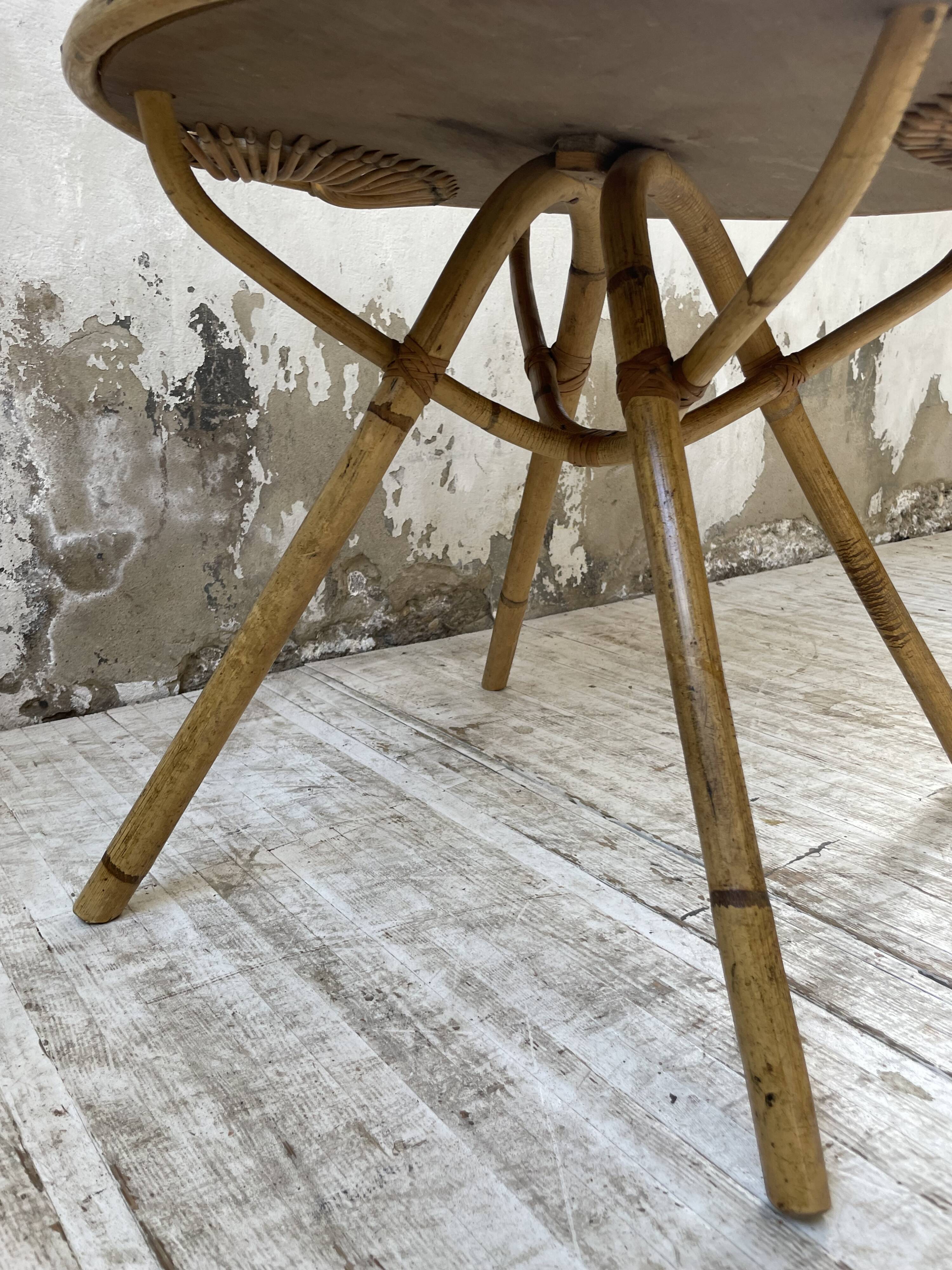 Vintage pink rattan coffee table