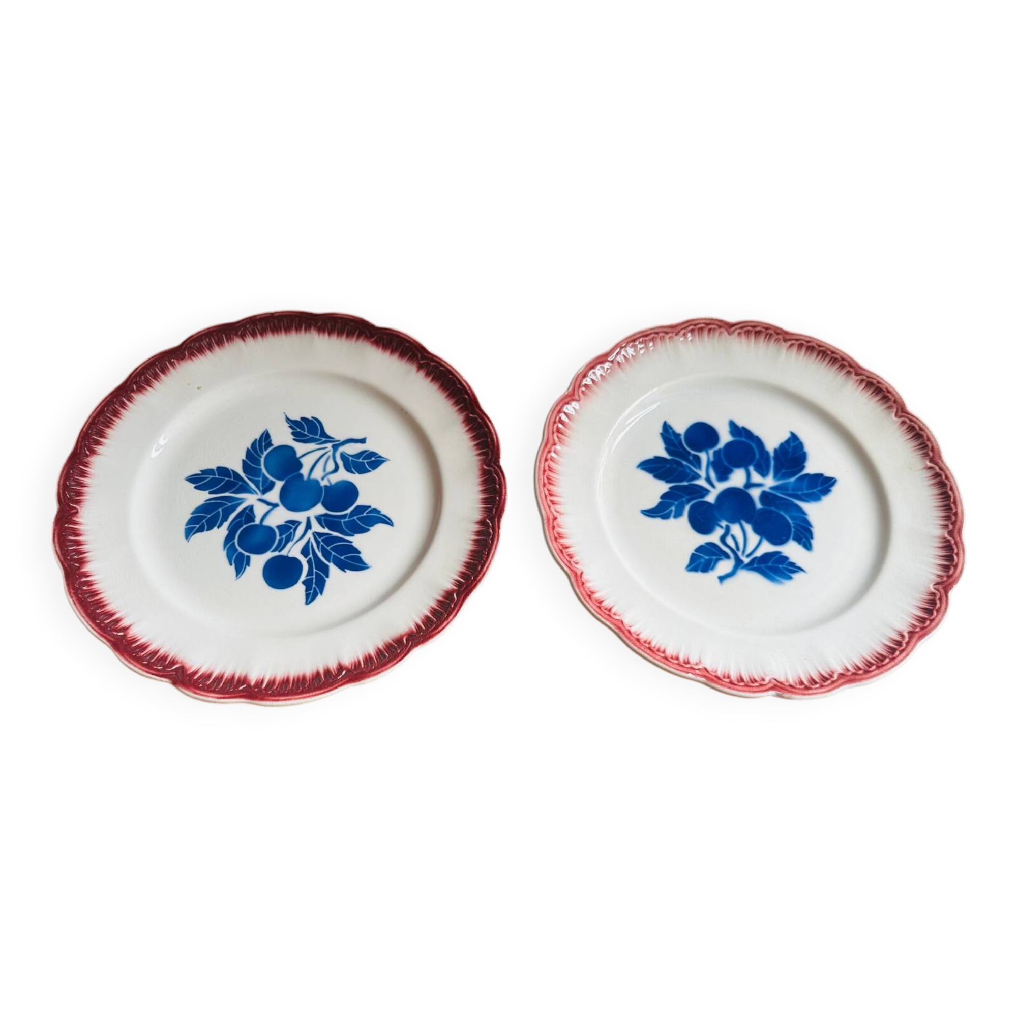 Paire d'assiettes cerises Badonvillers
