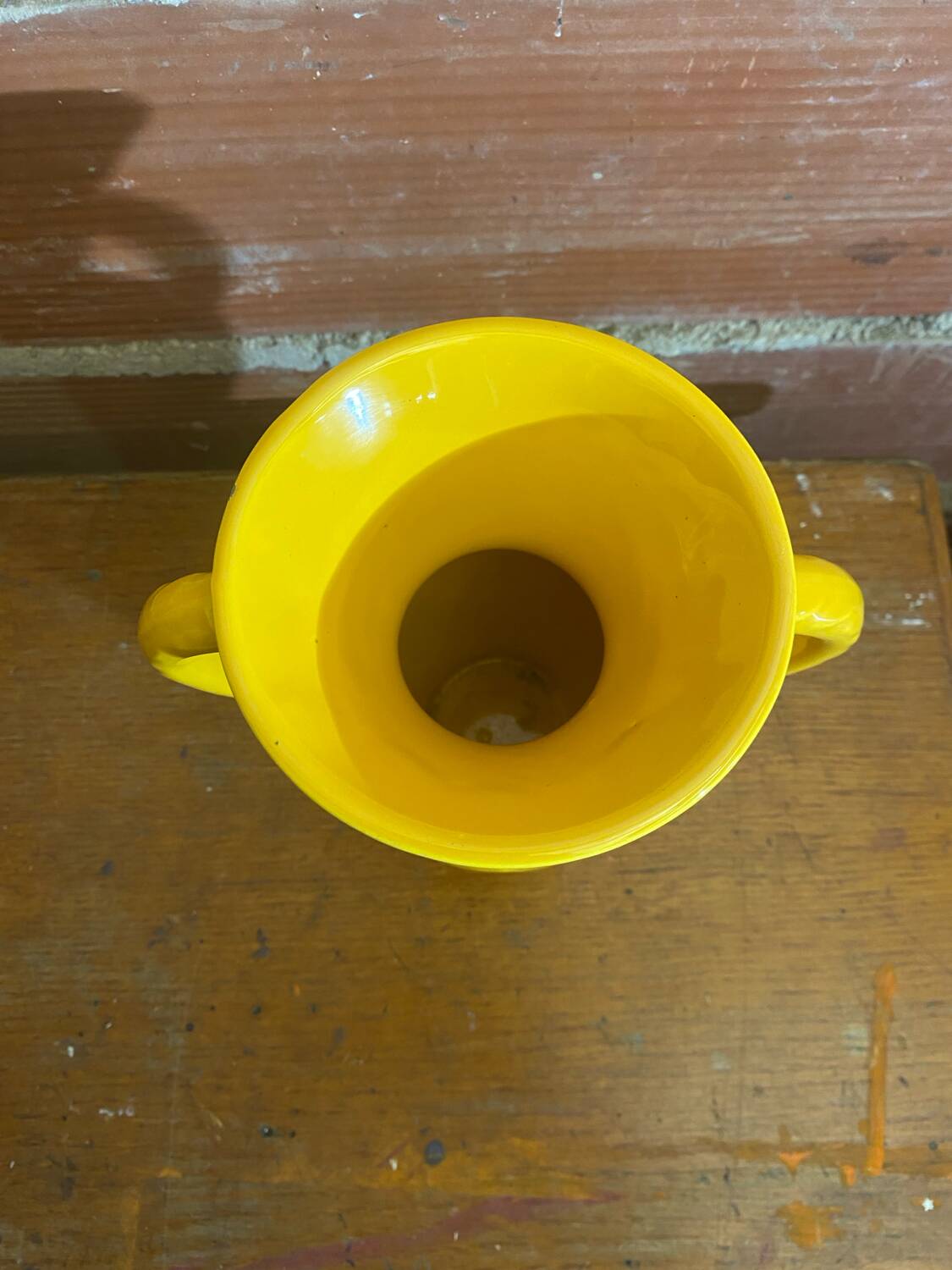 Antique Vase with Handles Yellow Ceramic Vintage Decoration #C605