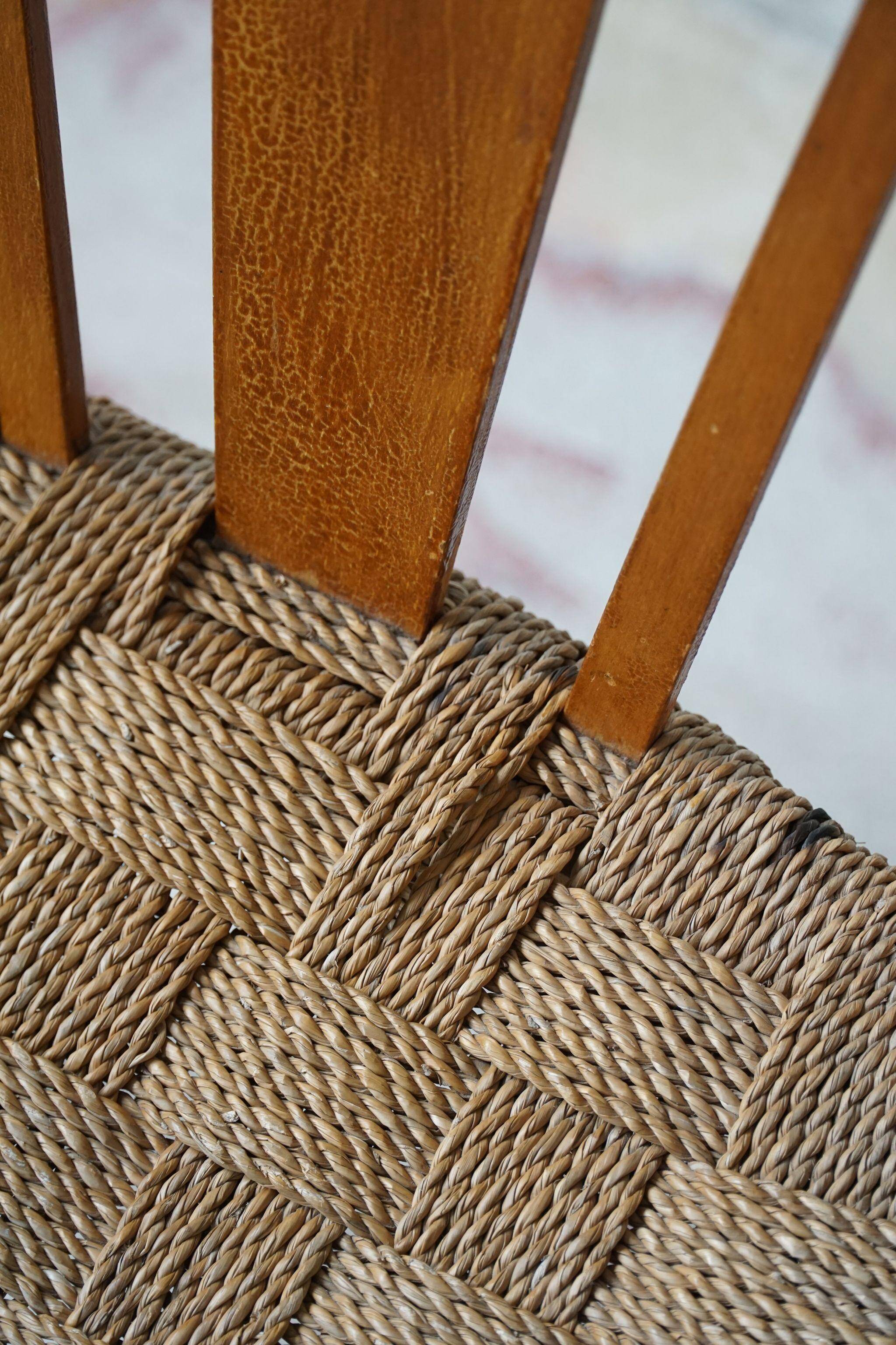 Modern Danish lounge chair in beech and paper cord, in the style of Frits Schlegel.