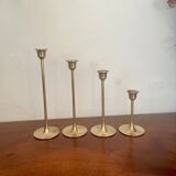 Set of 4 Scandinavian brass candlesticks