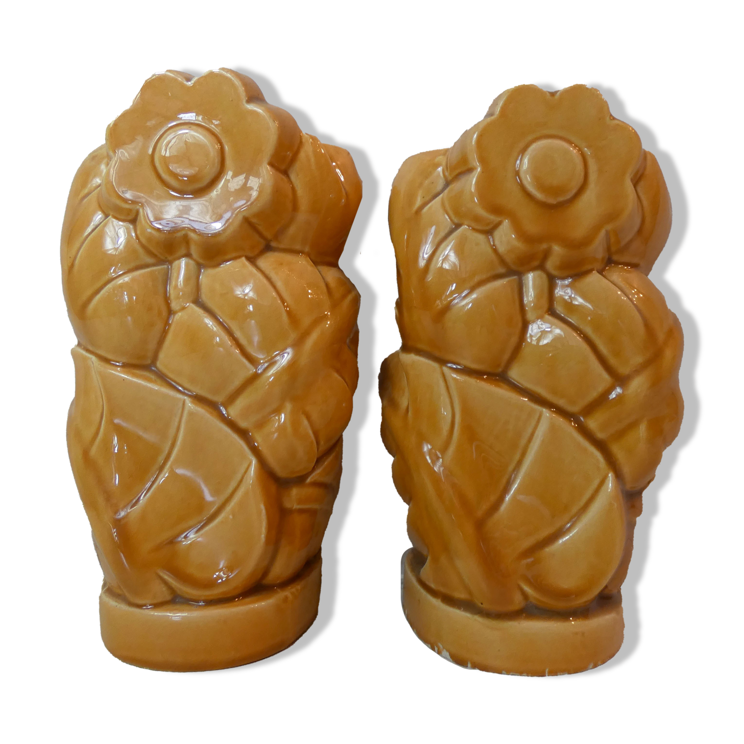 pair of vases in faience Saint Clement slurry art deco