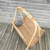 Vintage magazine holder in bamboo and rattan