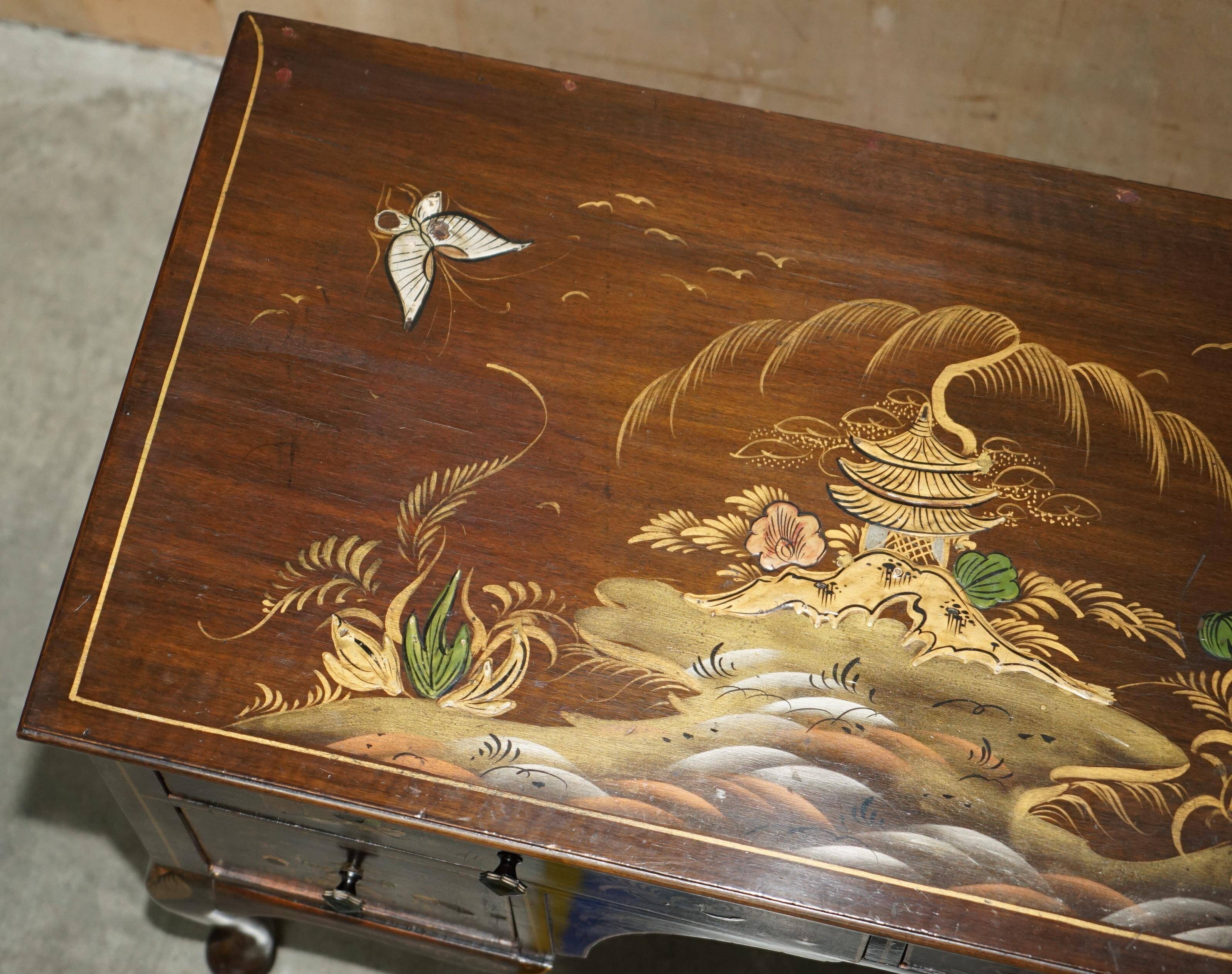 Chinese dresser circa 1920 in walnut with Chinoiserie decoration.