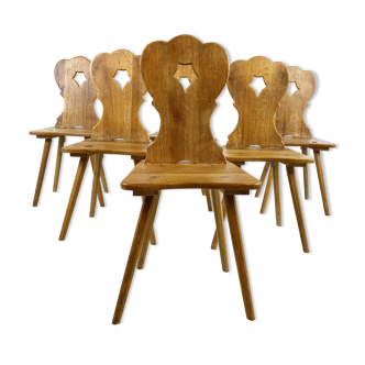 Vintage oak brutalist chairs, 1960s