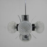 Mid-Century Chrome & Glass Chandelier, Czechoslovakia, 1970s