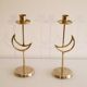 Pair of vintage 1960 brass candle holders