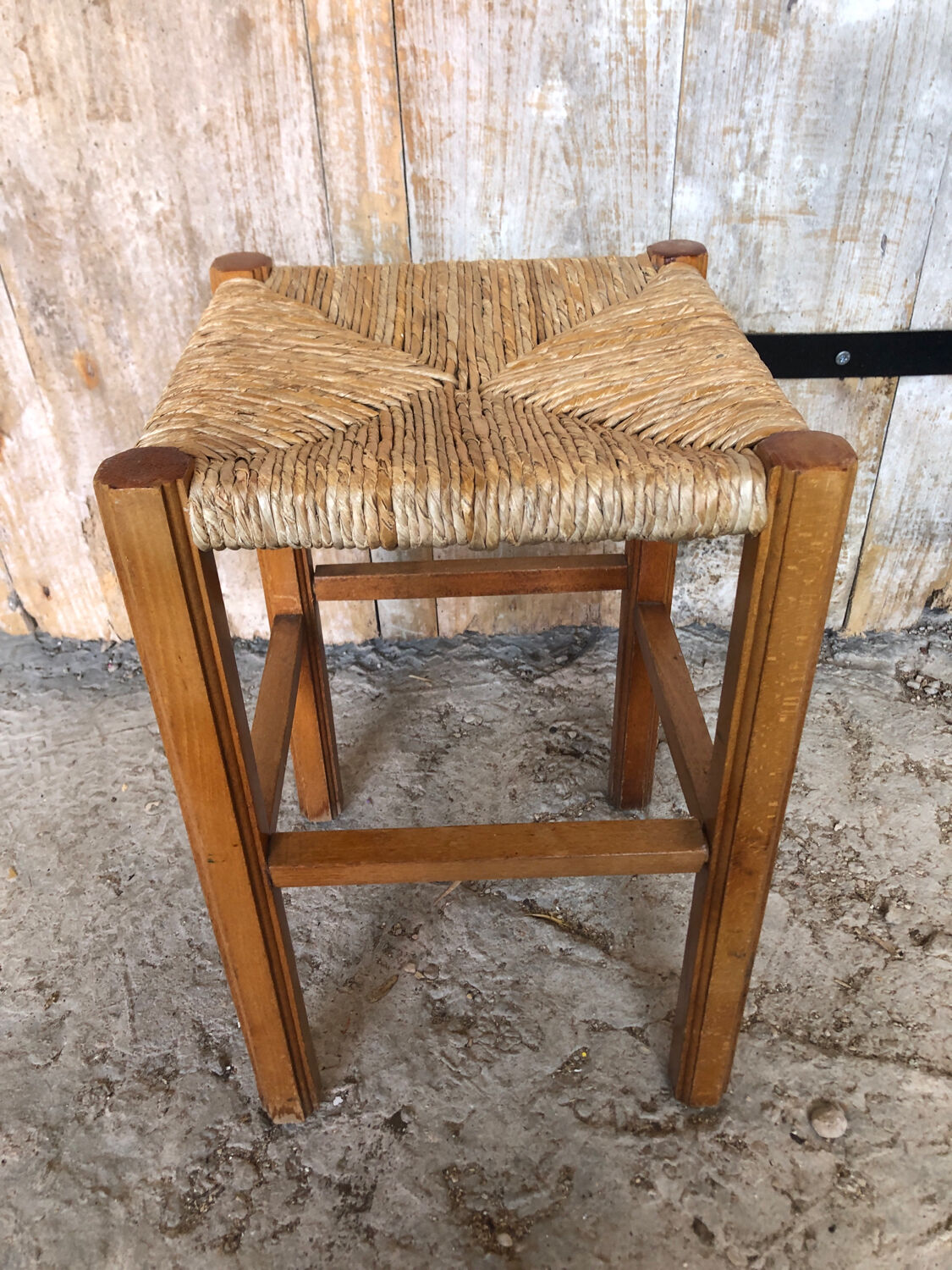 Wooden stool & mulched seat