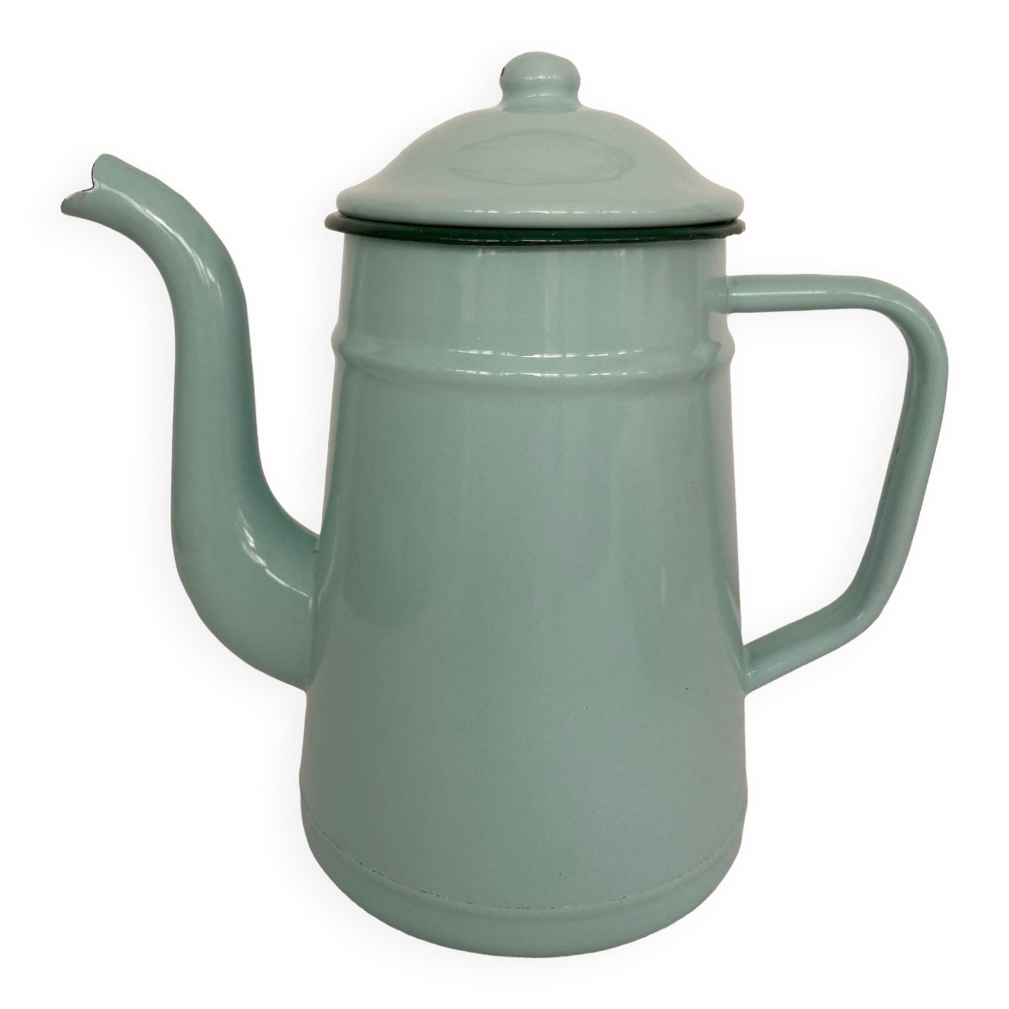 Mint green enamelled sheet metal coffee maker