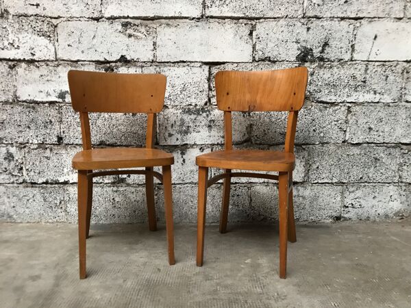 Paire de chaises en bois Thonet de bistrot vintage 1950