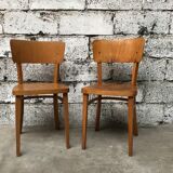 Pair of wooden chairs Thonet vintage bistro 1950
