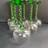 Set of 6 white wine glasses of Alsace crystal blown and cut XXth