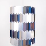 Silver & Blue Facet pendant by Louis Weisdorf for Lyfa, 1960s Denmark