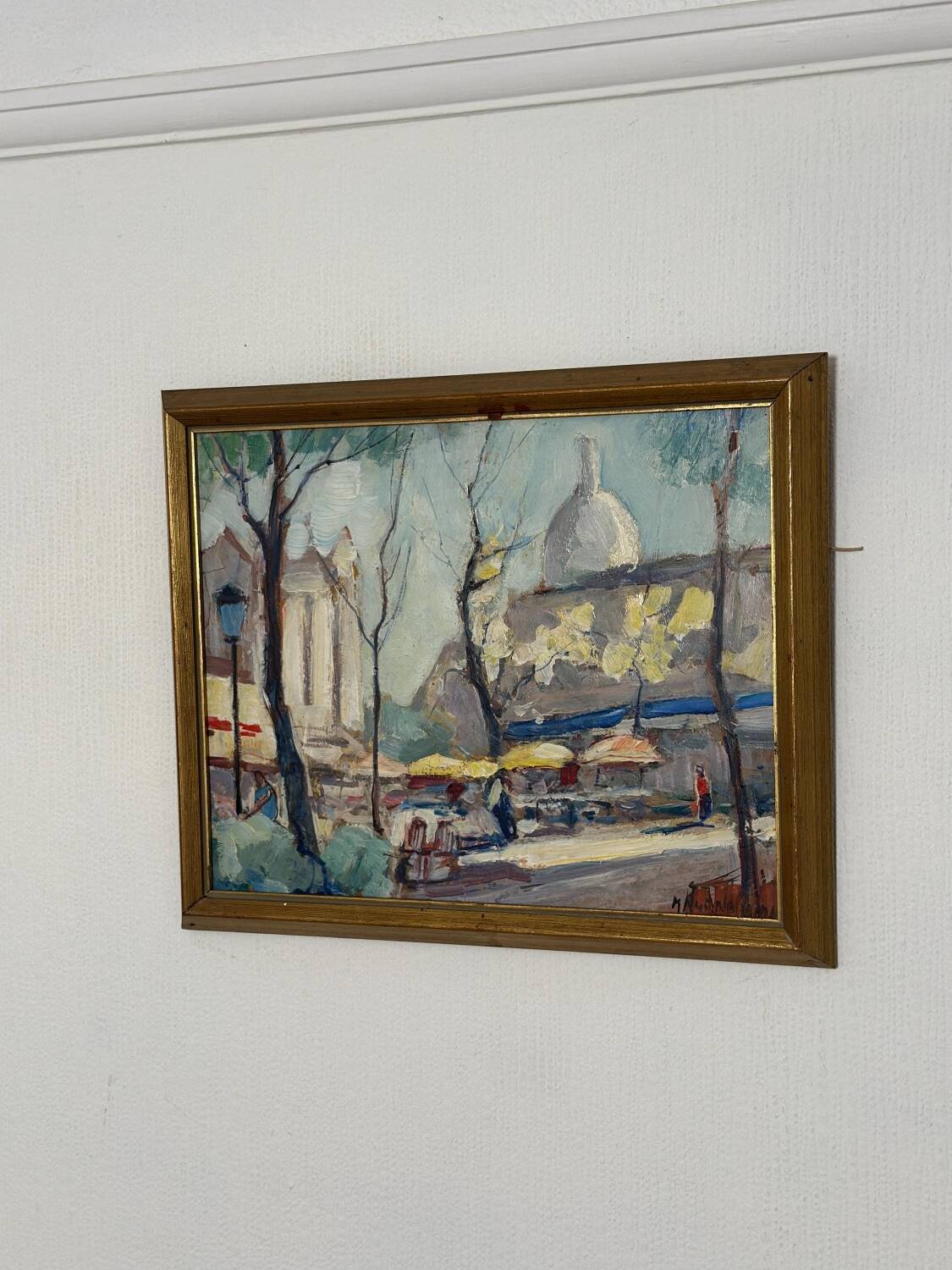 Mid Century Swedish Oil on Panel – “Lakerstationen” by L. Knut Norman