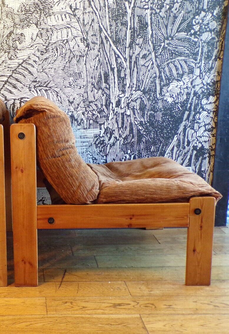 Chauffeuse scandinave pin et velours