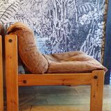 Chauffeuse scandinave pin et velours