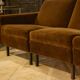Ensemble canapé et 2 fauteuils en velours marron 1960’s