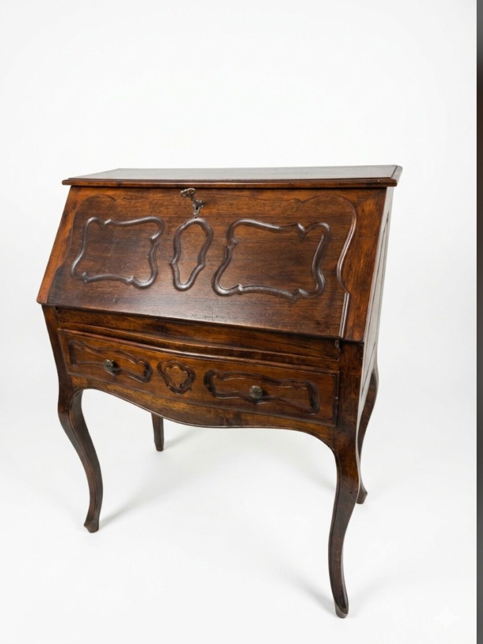 Curved donkey desk in walnut (secretary)