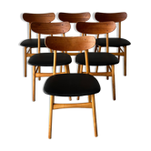 Danish design chairs in teak & skai 1960