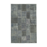 Handwoven turkish contemporary 198 cm x 300 cm grey patchwork carpet