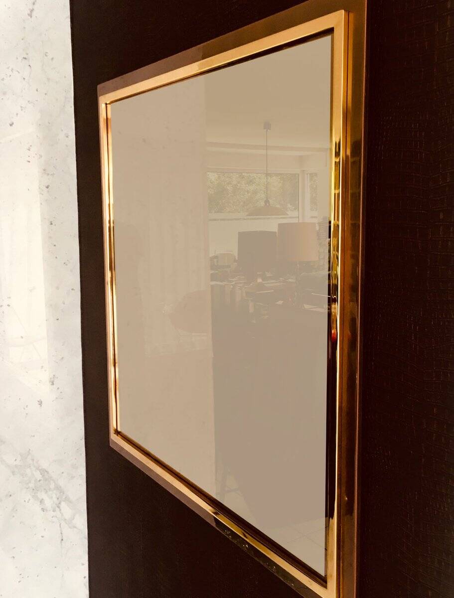 Postmodern Square Bronze Mirror from Belgo Chrom, Belgium, 1980s