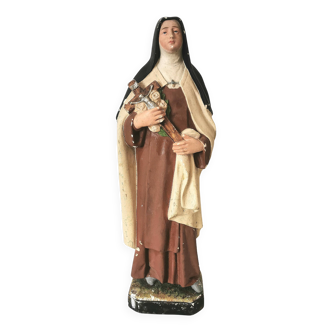 statue religieuse de sainte thérèse de lisieux en plâtre peint