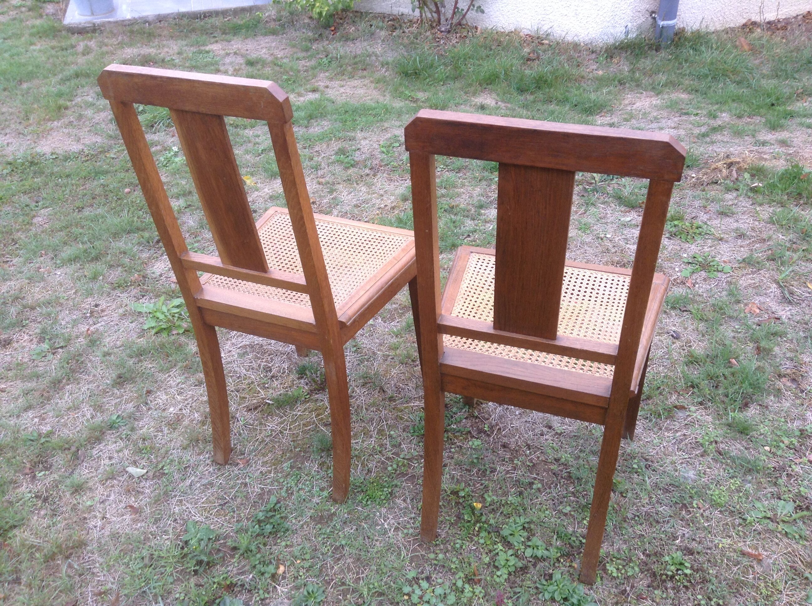 Pair of art deco in caning chairs