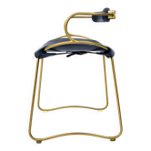 Tabouret de bar de cuisine contemporain avec. Dossier Métal Laiton et Cuir Bleu Marine