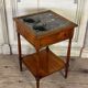 Refreshment table in mahogany, grey marble top, two zinc buckets, 18th century.