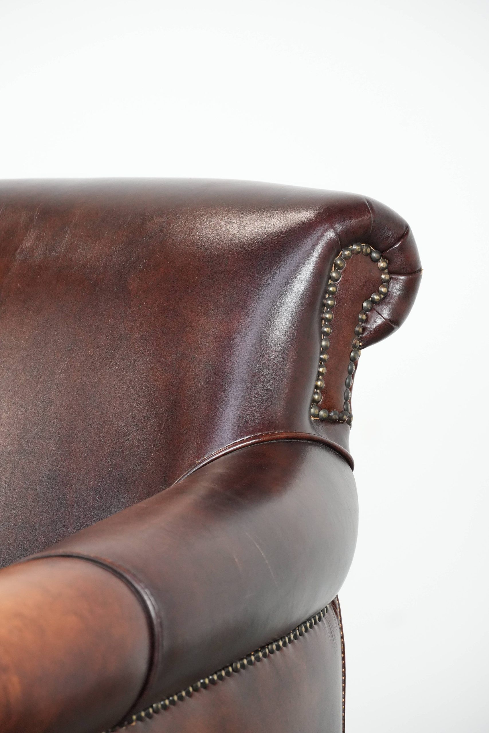 Characterful and comfortable cowhide leather armchair