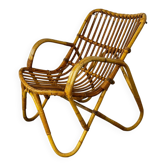 Vintage Bohemian bamboo easy chair from Rohé Noordwolde, 1950s