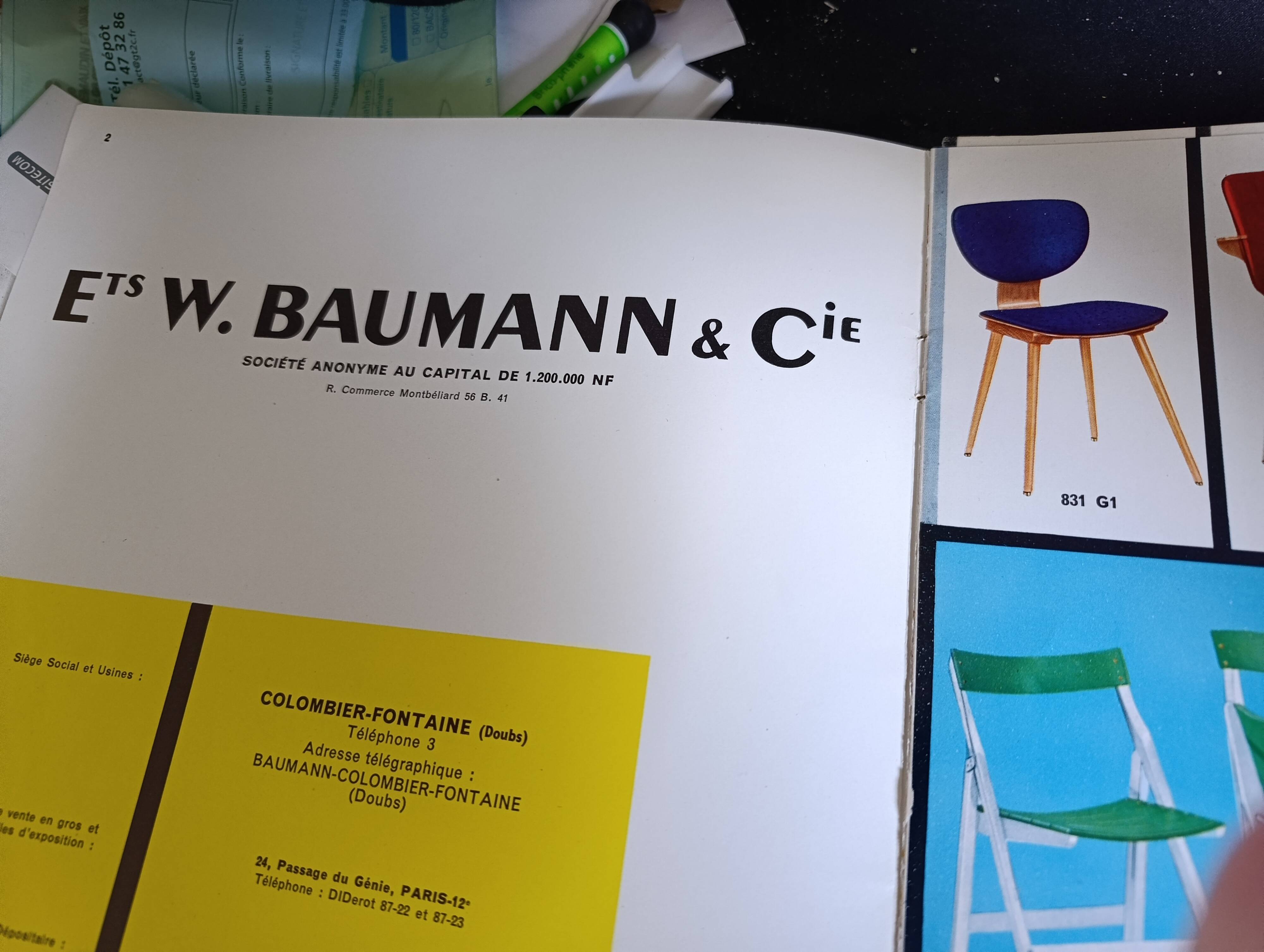 Pair of Baumann chairs No. 831 G1 "design Max Bill" 1960