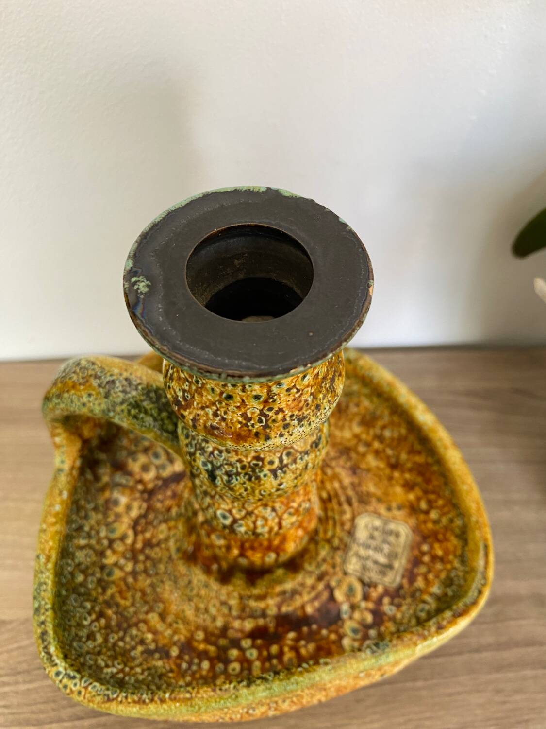 Enamel hand candle holder