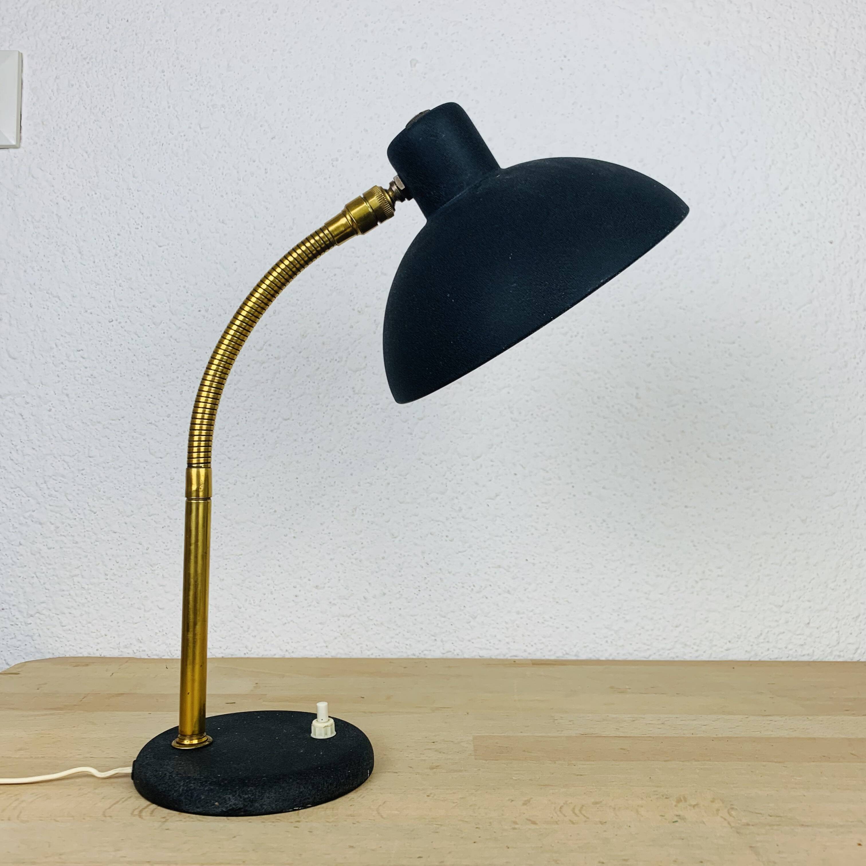 Vintage 50s brass and black lamp
