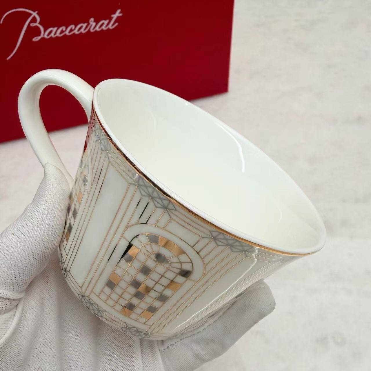 Baccarat Arcadia Gold & Platinum Porcelain Set, 2 Timbales & 2 Plates