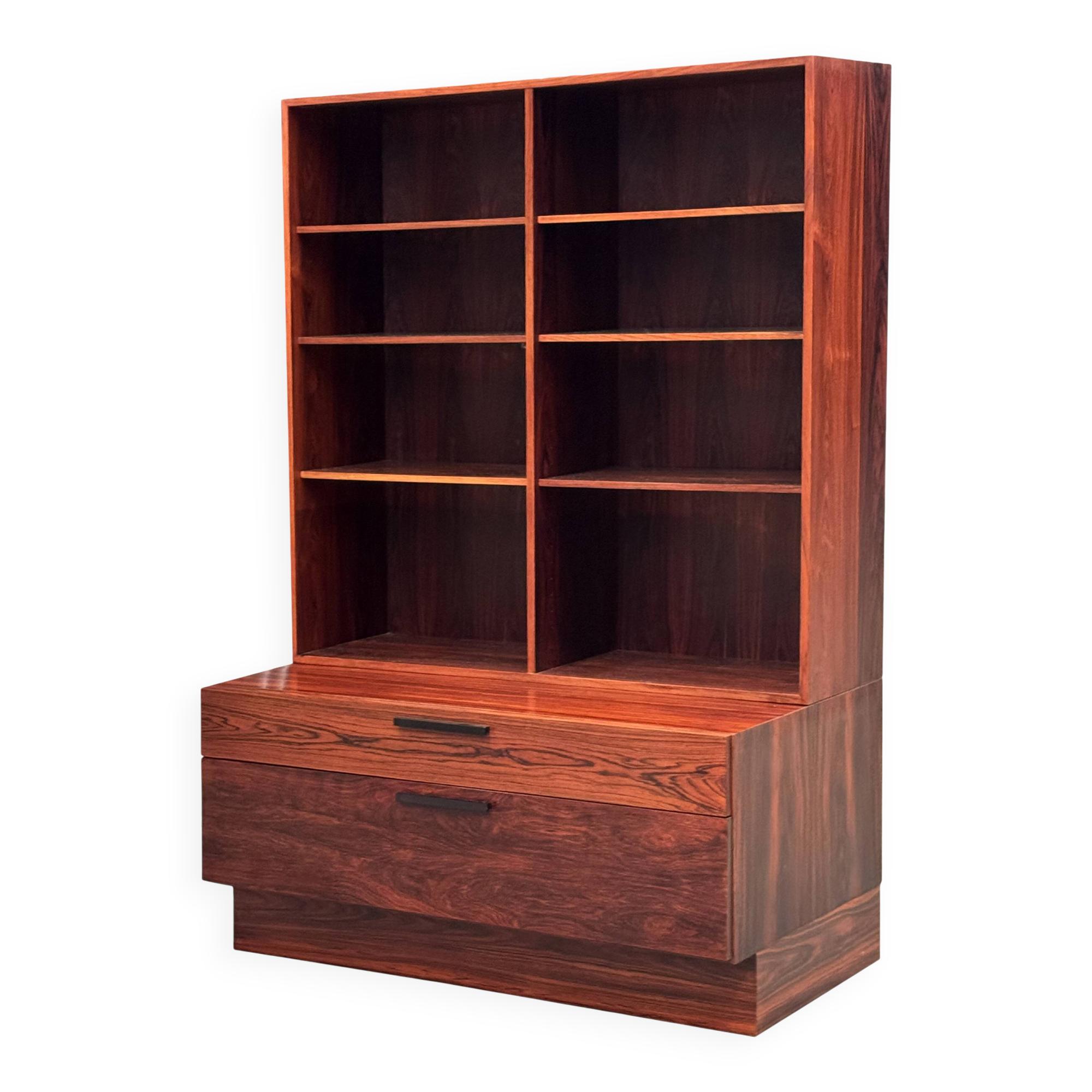 Scandinavian library in rosewood designed by Ib Kofod Larsen.