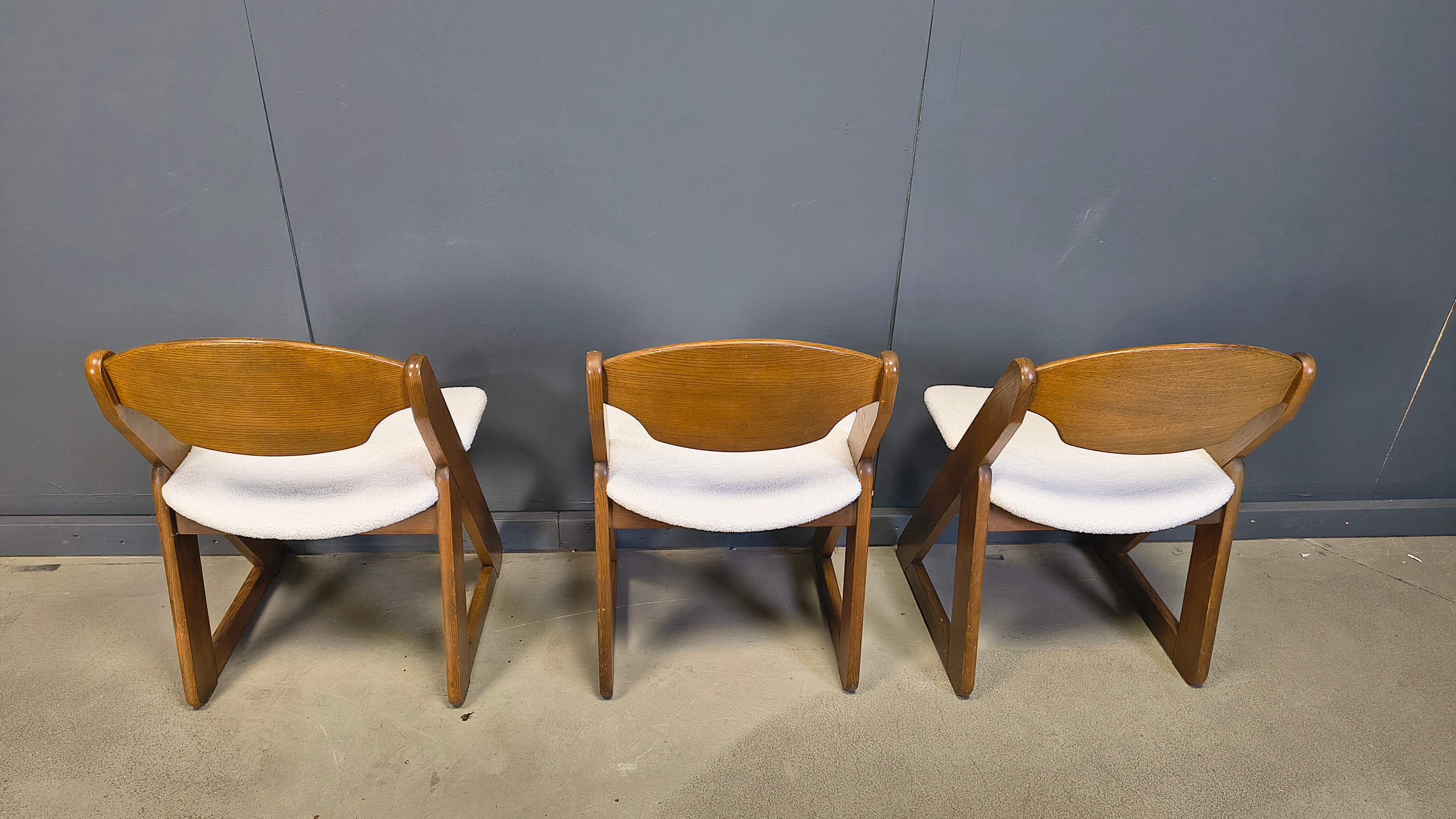 Vintage brutalist dining chairs, set of 6 - 1960s