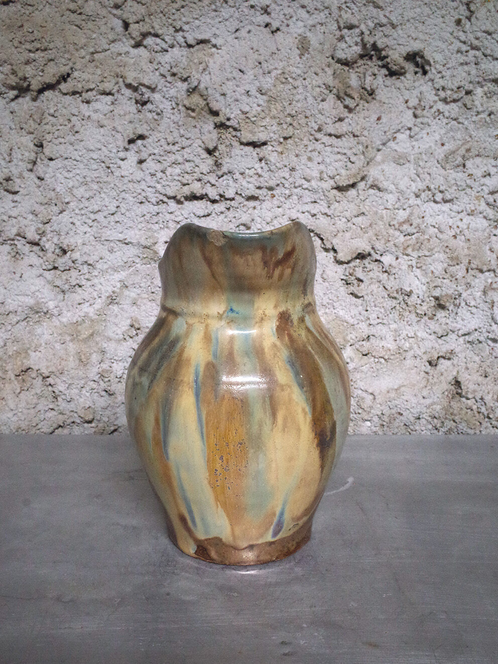 Glazed stoneware pitcher