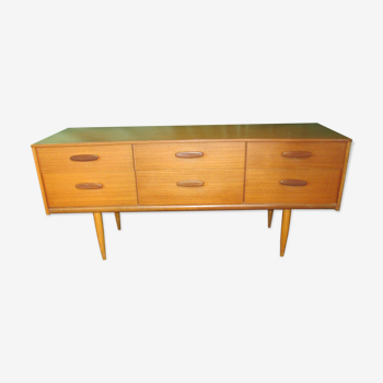 6 drawers vintage teak sideboard