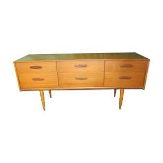 6 drawers vintage teak sideboard